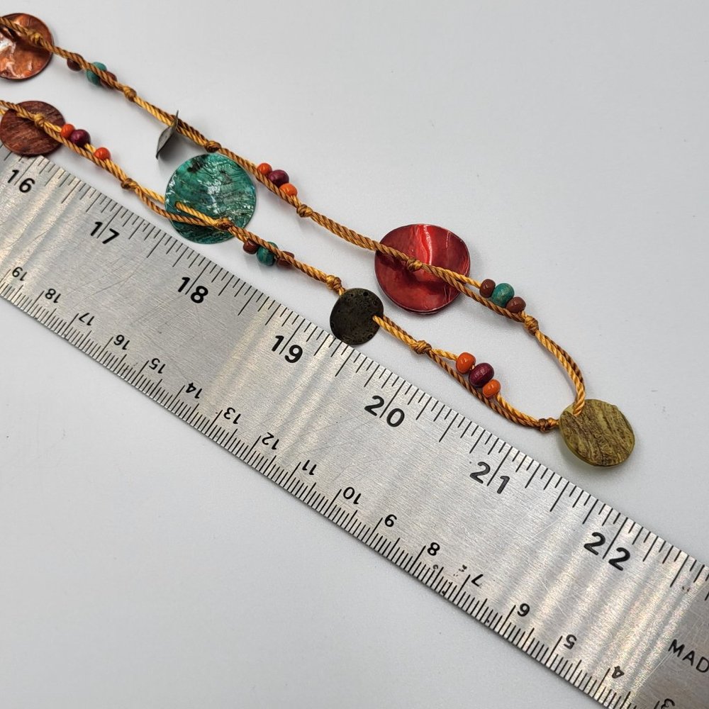 Multi-Coloured String and Shell Necklace - Picture 9 of 9
